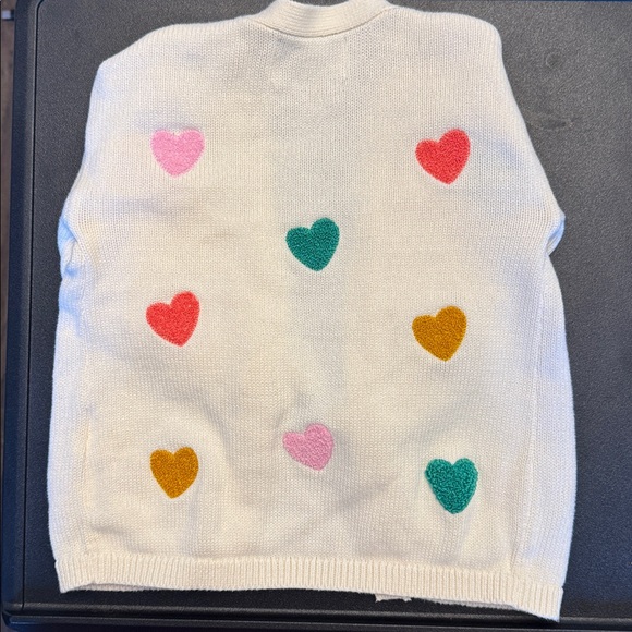 Old Navy Kids Cream Cardigan with Heart Accents - Picture 3 of 3
